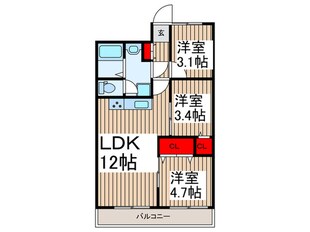 新所沢グリーンハイツ(302)の物件間取画像